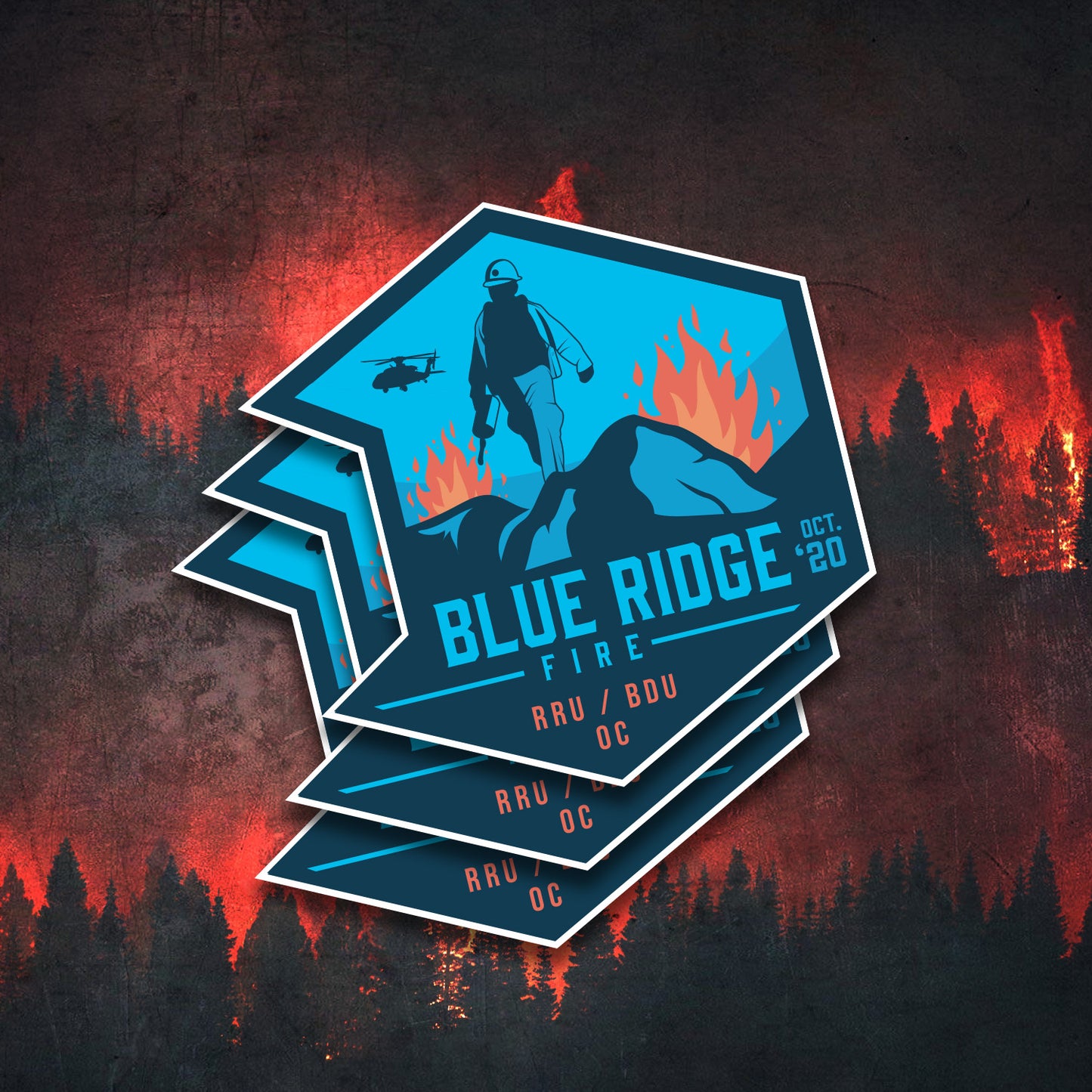 BLUE RIDGE Fire Sticker - 3-Pack