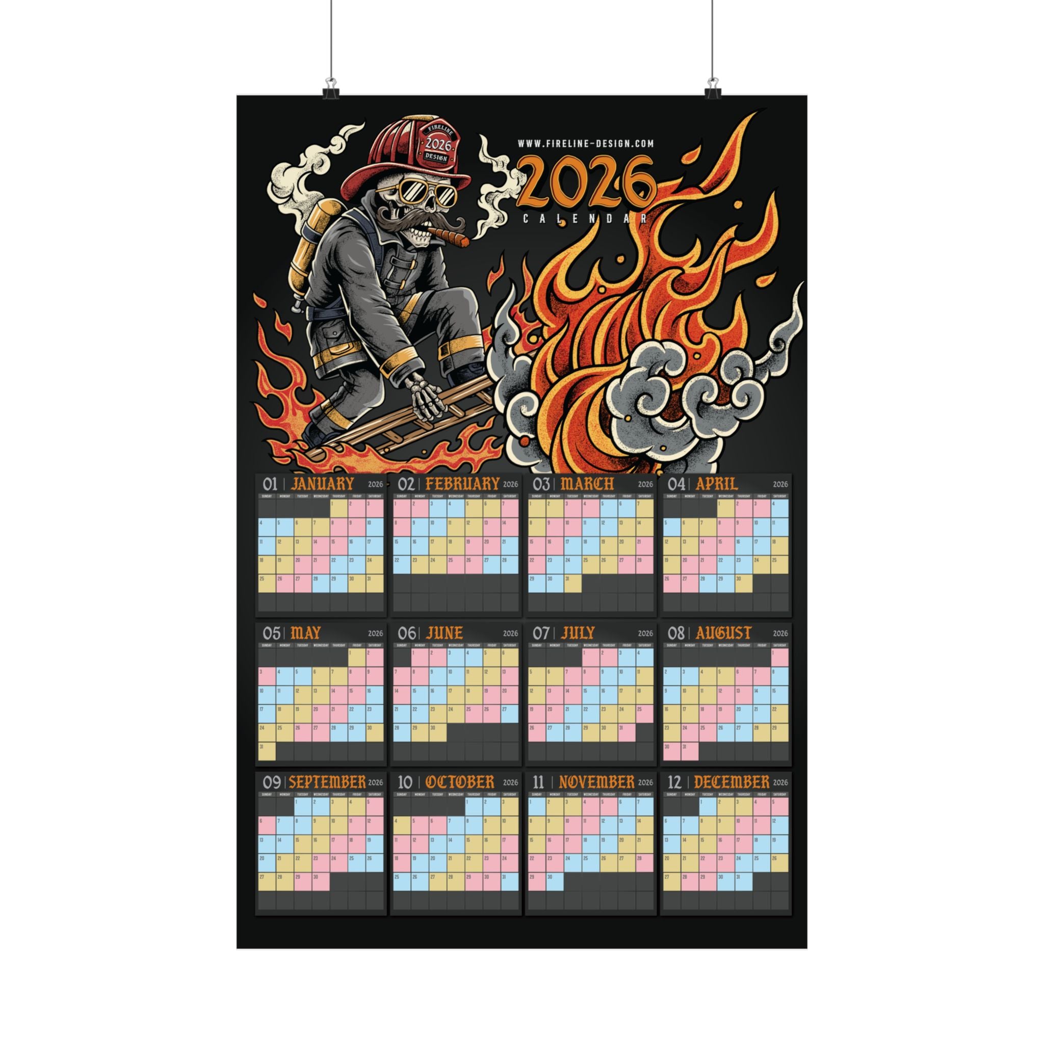 2026 Calendar Poster — Colored for the 48/96 Shift
