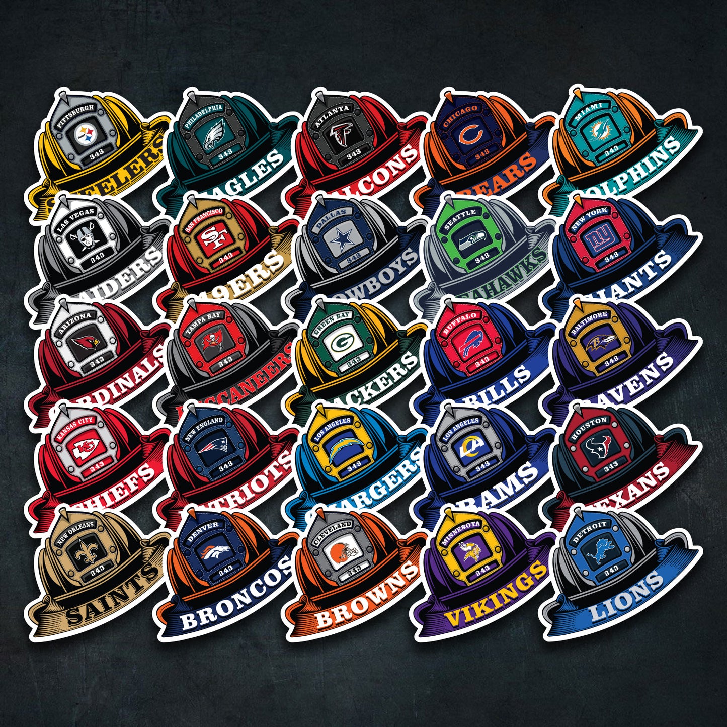 NFL Fire Helmet Sticker - 3 PACK