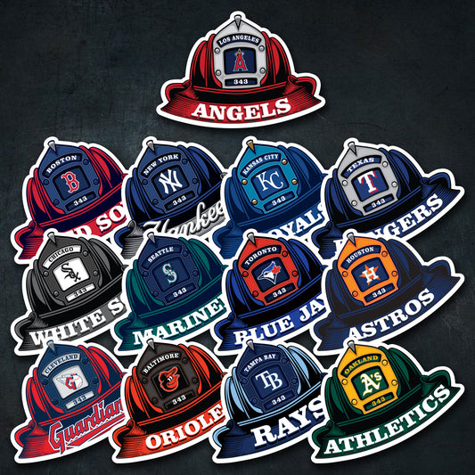 MLB (AMERICAN LEAGUE) Fire Helmet Sticker - 3 PACK
