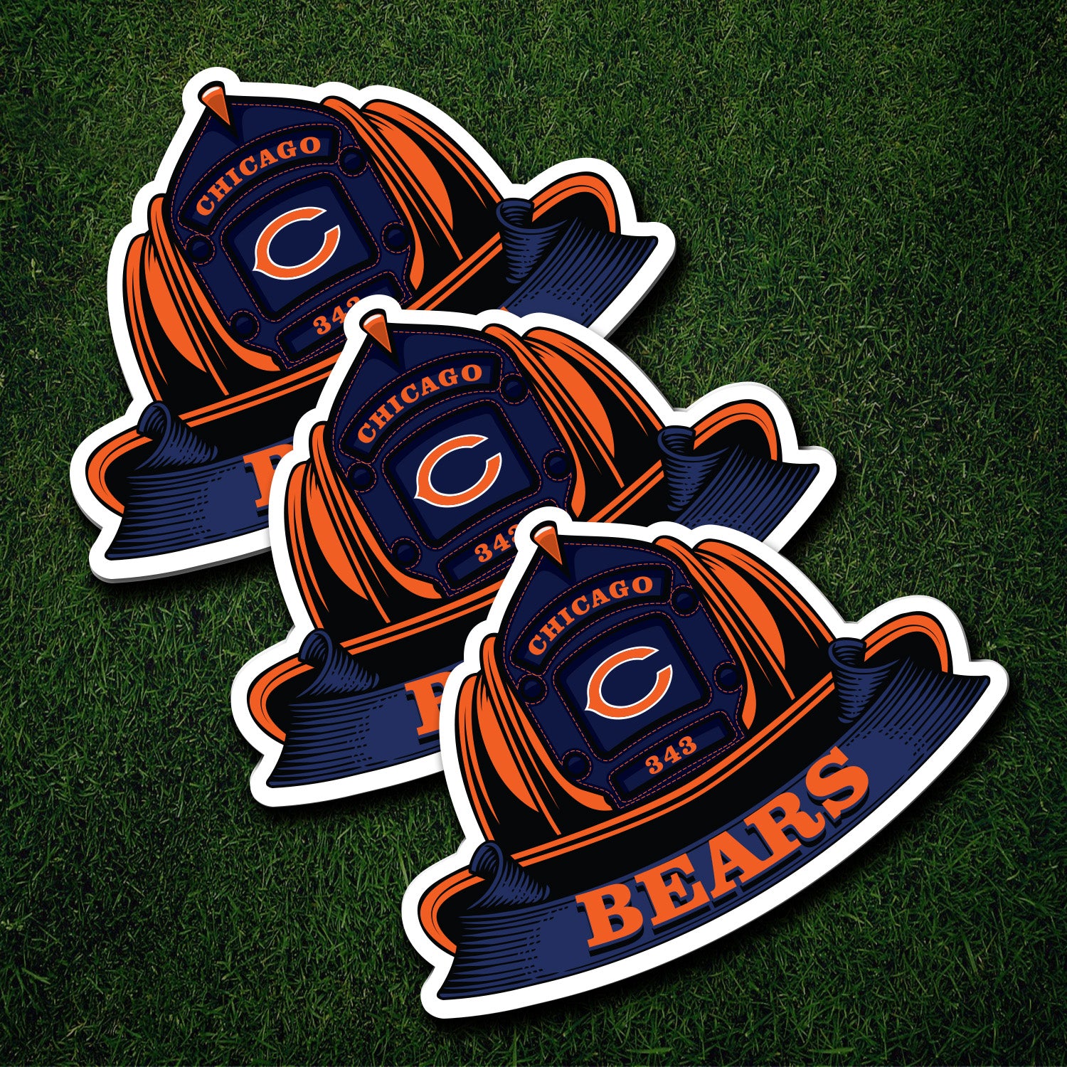 NFL Fire Helmet Sticker - 3 PACK