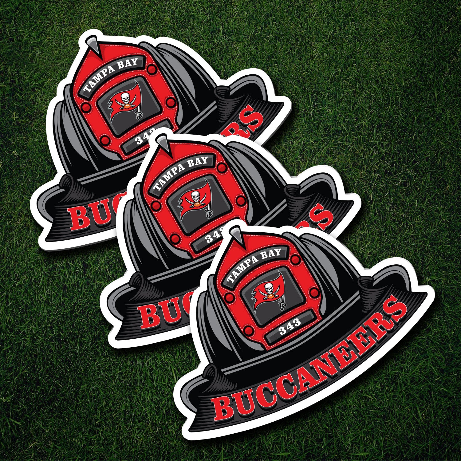 NFL Fire Helmet Sticker - 3 PACK