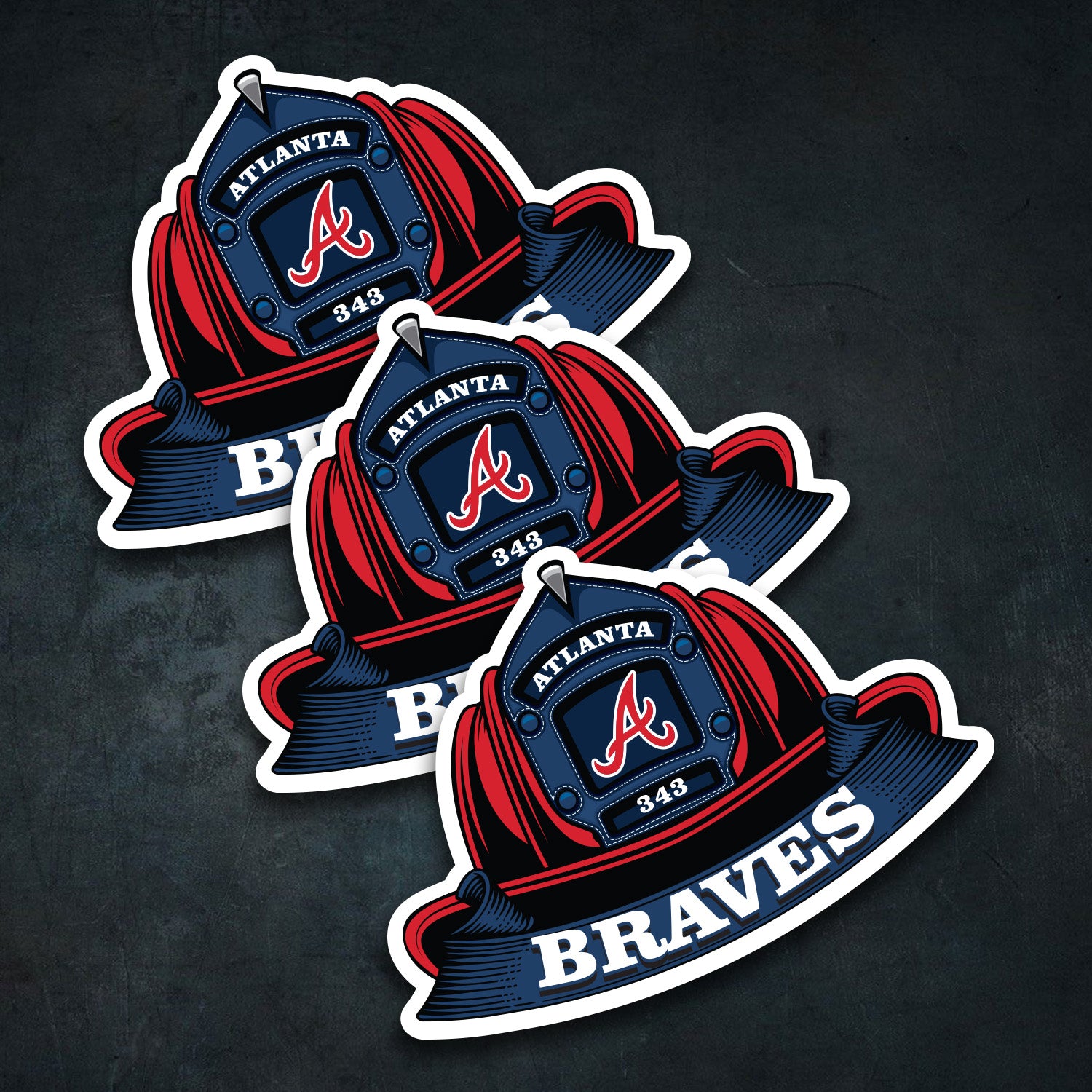 MLB (NATIONAL LEAGUE) Fire Helmet Sticker - 3 PACK