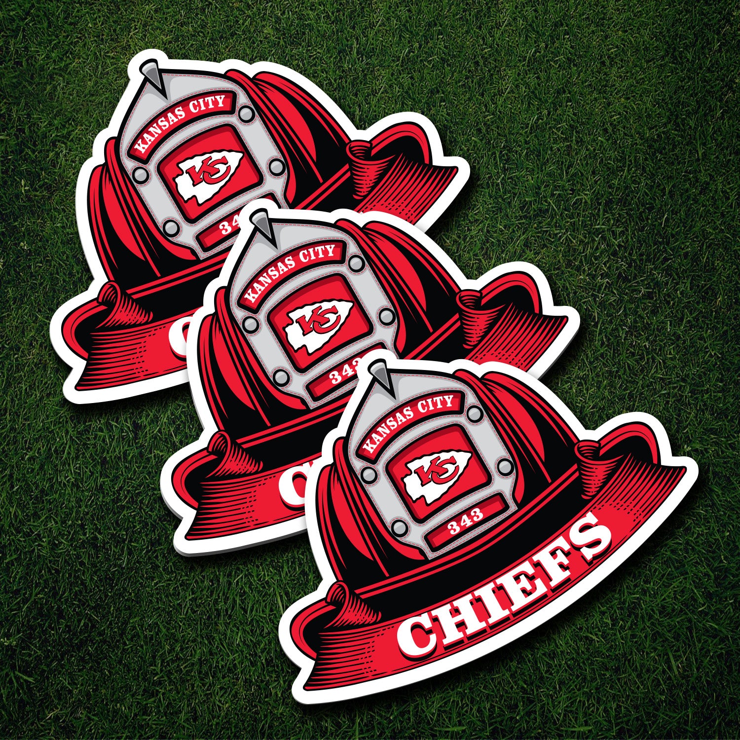 NFL Fire Helmet Sticker - 3 PACK