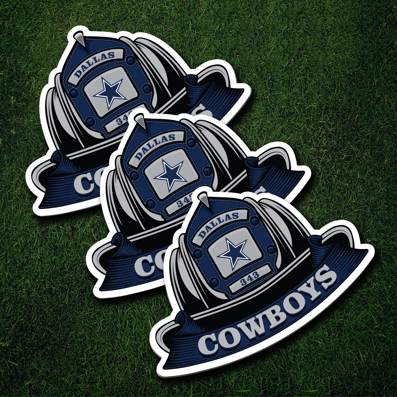 NFL Fire Helmet Sticker - 3 PACK