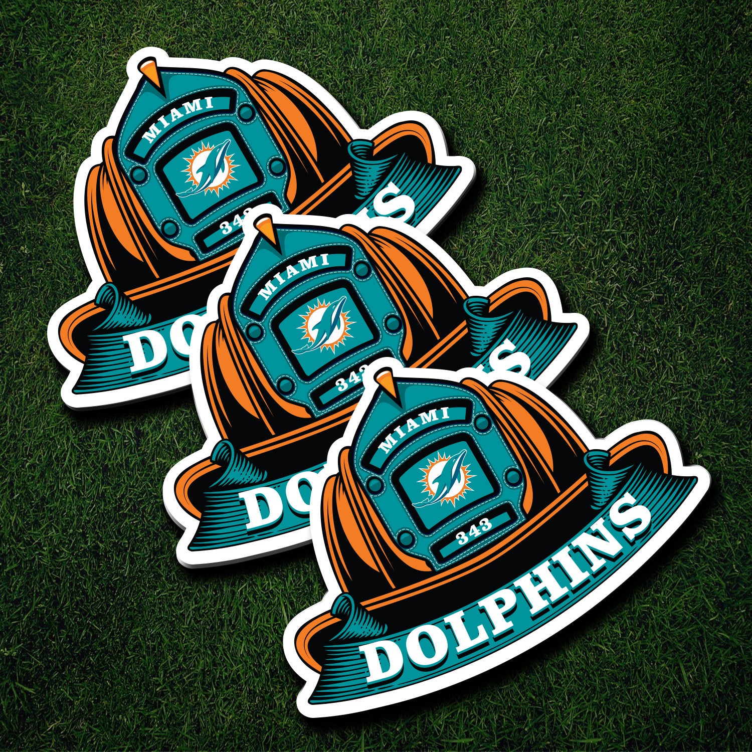 NFL Fire Helmet Sticker - 3 PACK