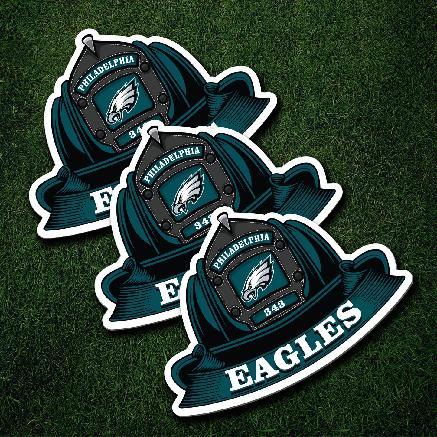 NFL Fire Helmet Sticker - 3 PACK