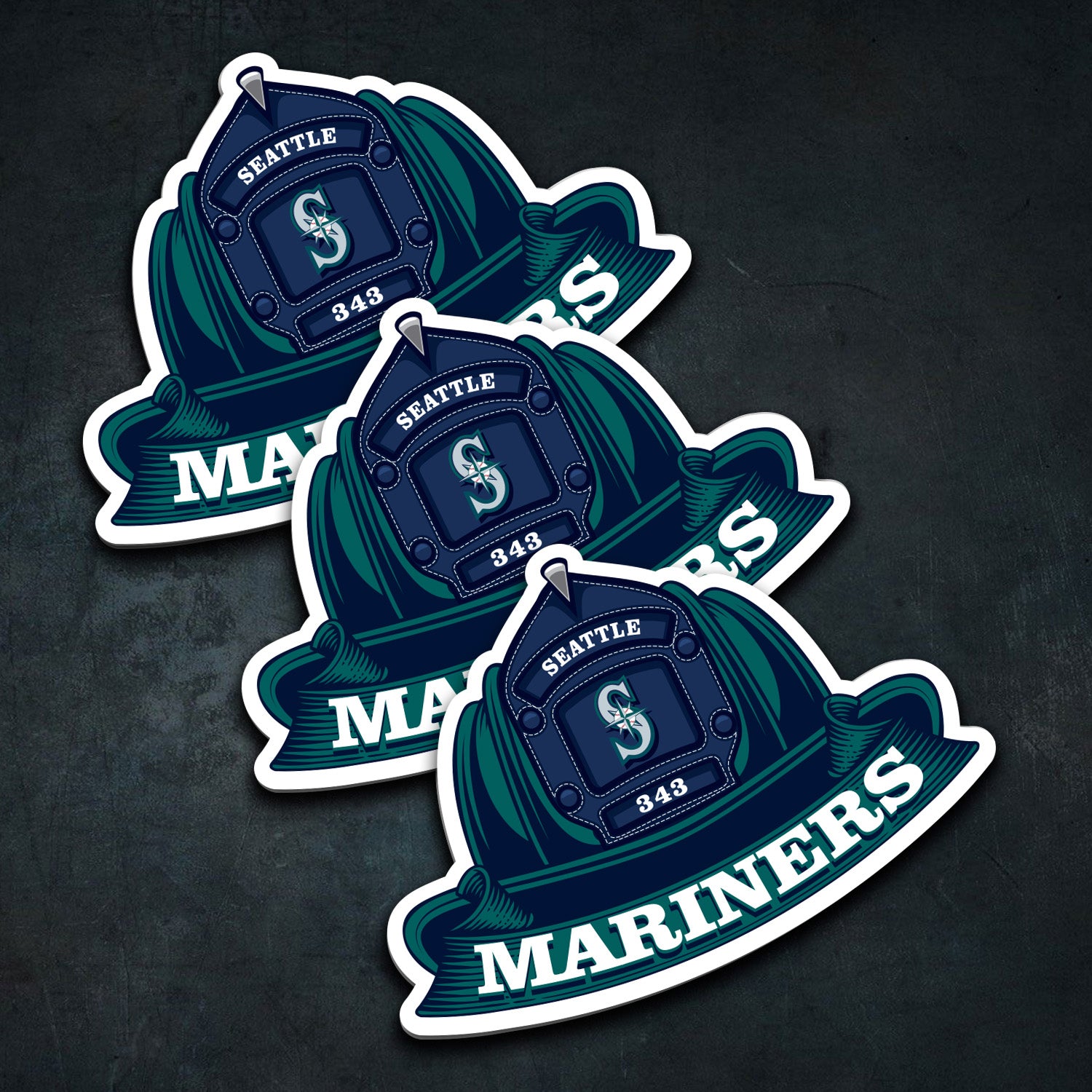 MLB (AMERICAN LEAGUE) Fire Helmet Sticker - 3 PACK