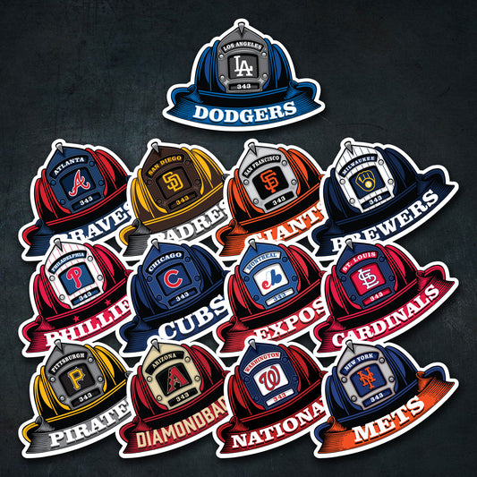 MLB (NATIONAL LEAGUE) Fire Helmet Sticker - 3 PACK