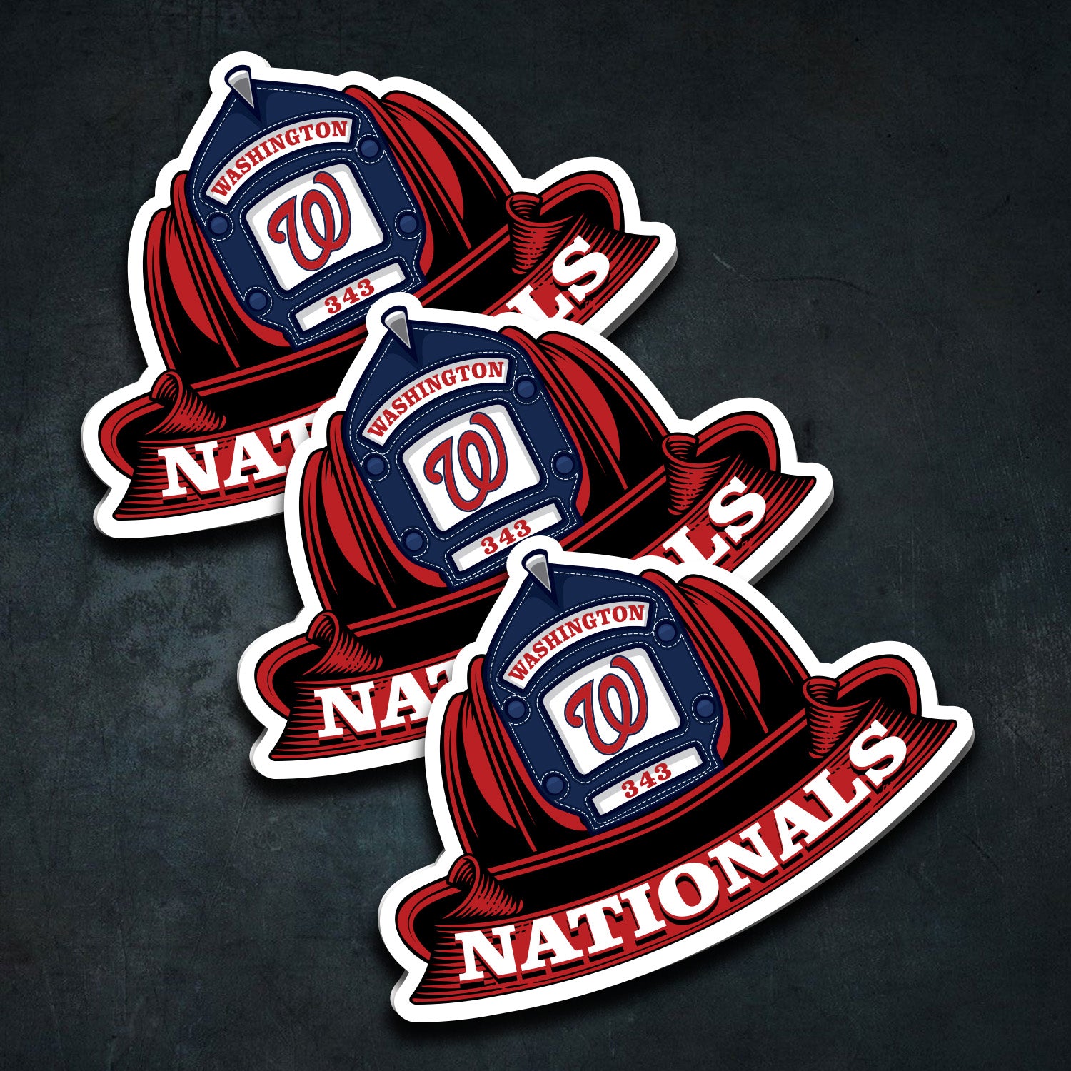 MLB (NATIONAL LEAGUE) Fire Helmet Sticker - 3 PACK
