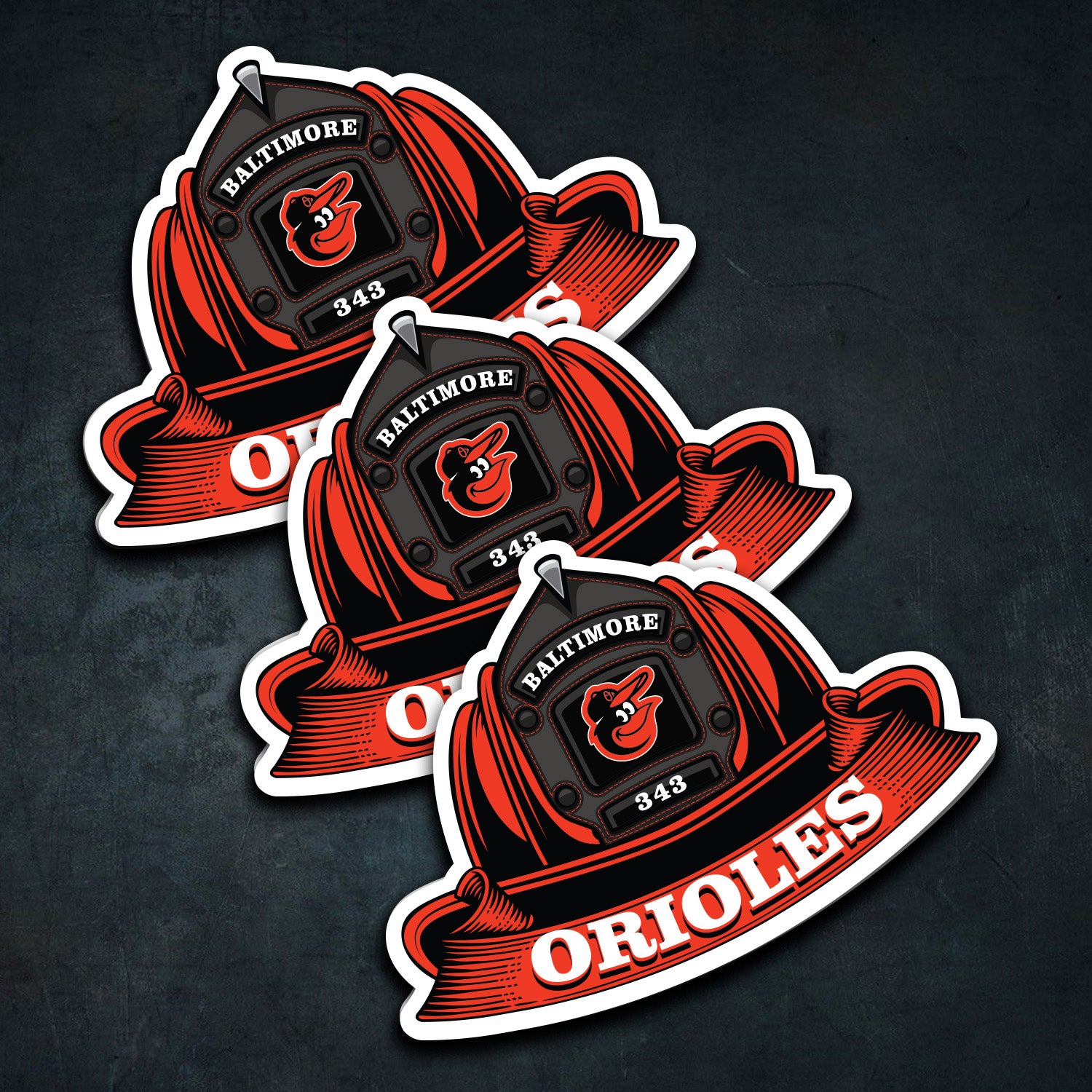 MLB (AMERICAN LEAGUE) Fire Helmet Sticker - 3 PACK