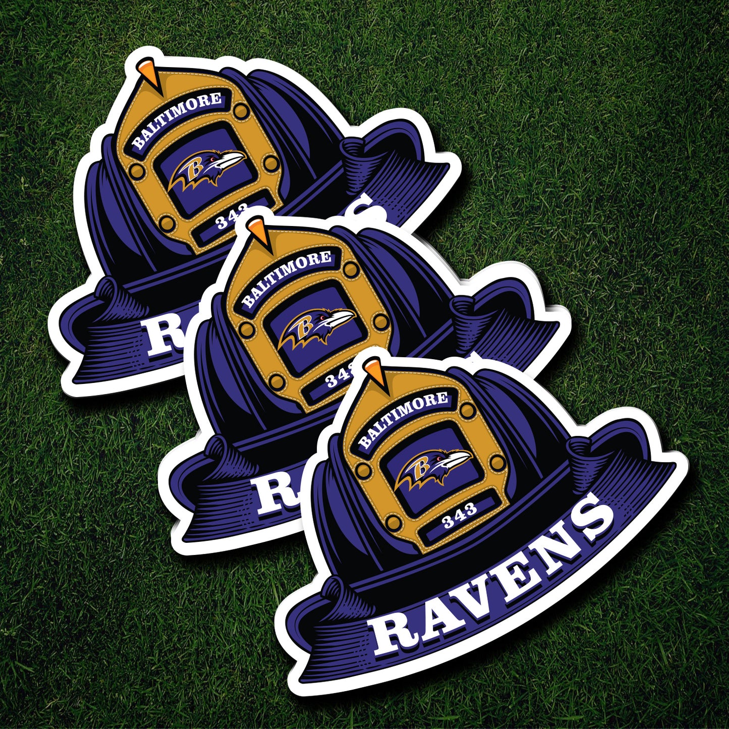 NFL Fire Helmet Sticker - 3 PACK