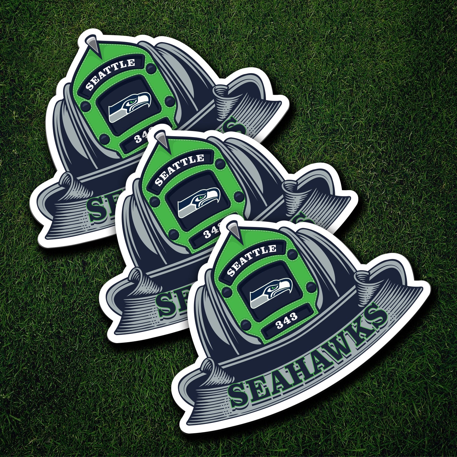 NFL Fire Helmet Sticker - 3 PACK